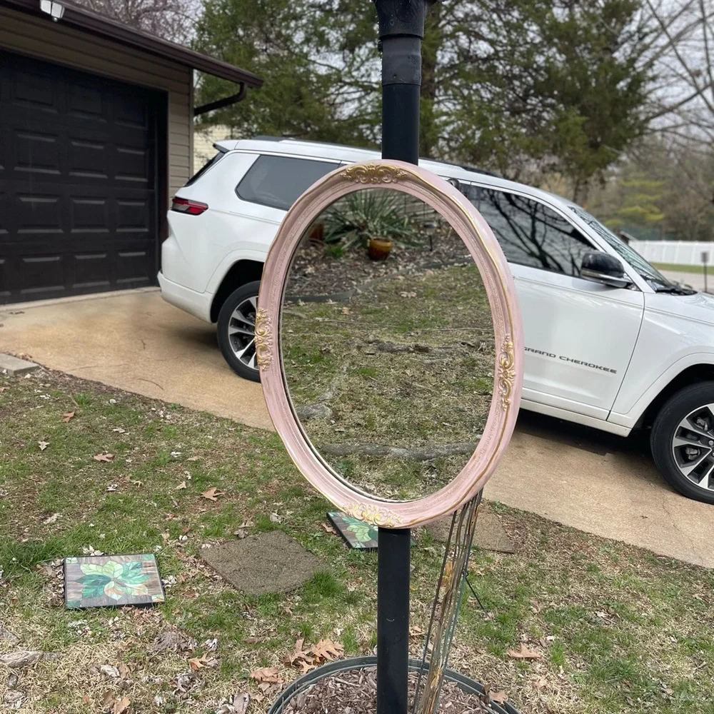 Refinished Large Vintage Oval Wall Mirror by Carolina Mirror Company 31”x25”